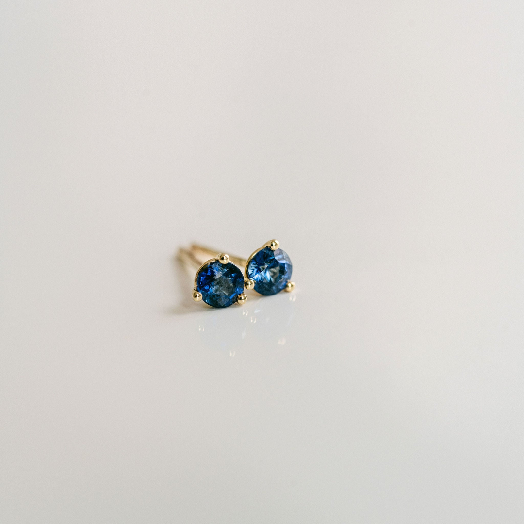 Round Blue Sapphire Studs