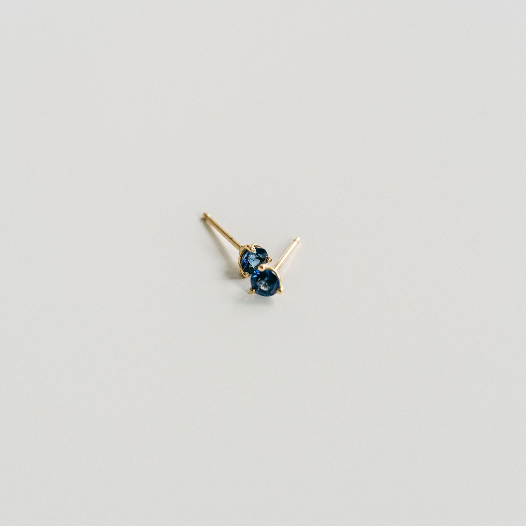 Round Blue Sapphire Studs