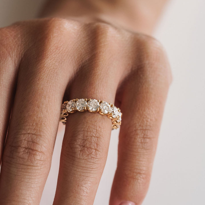 Round Brilliant Diamond Dahlia Eternity Band