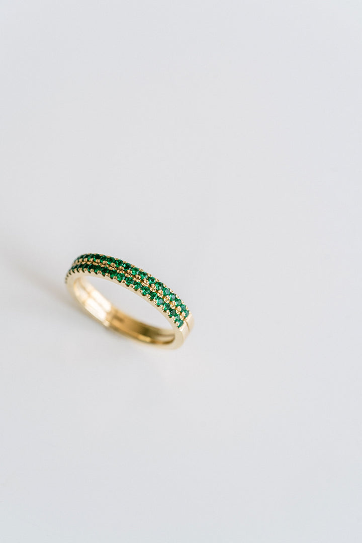 Round Emerald Double Row Band