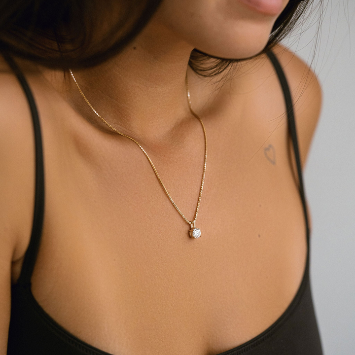 Round Diamond Solitaire Box Pendant