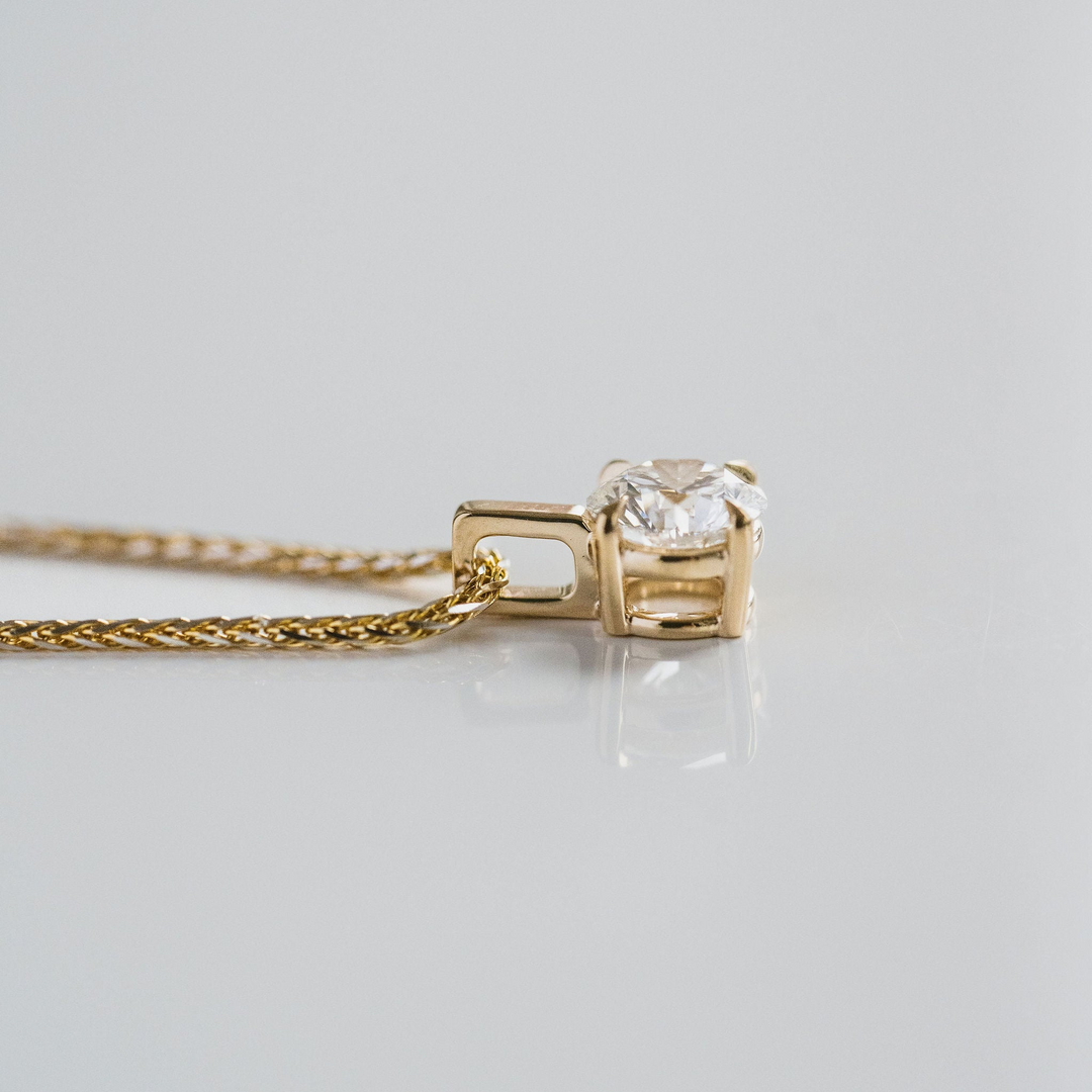 Round Diamond Solitaire Box Pendant