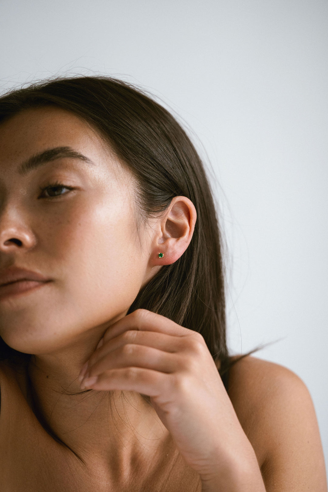 Round Emerald Studs