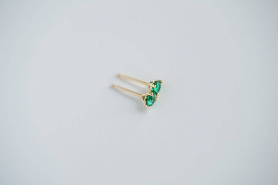 Round Emerald Studs