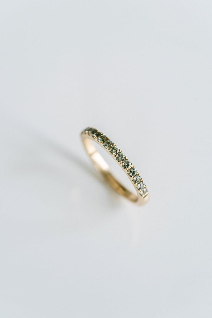 Round Light Green Sapphire Pavé Band - 2.0mm