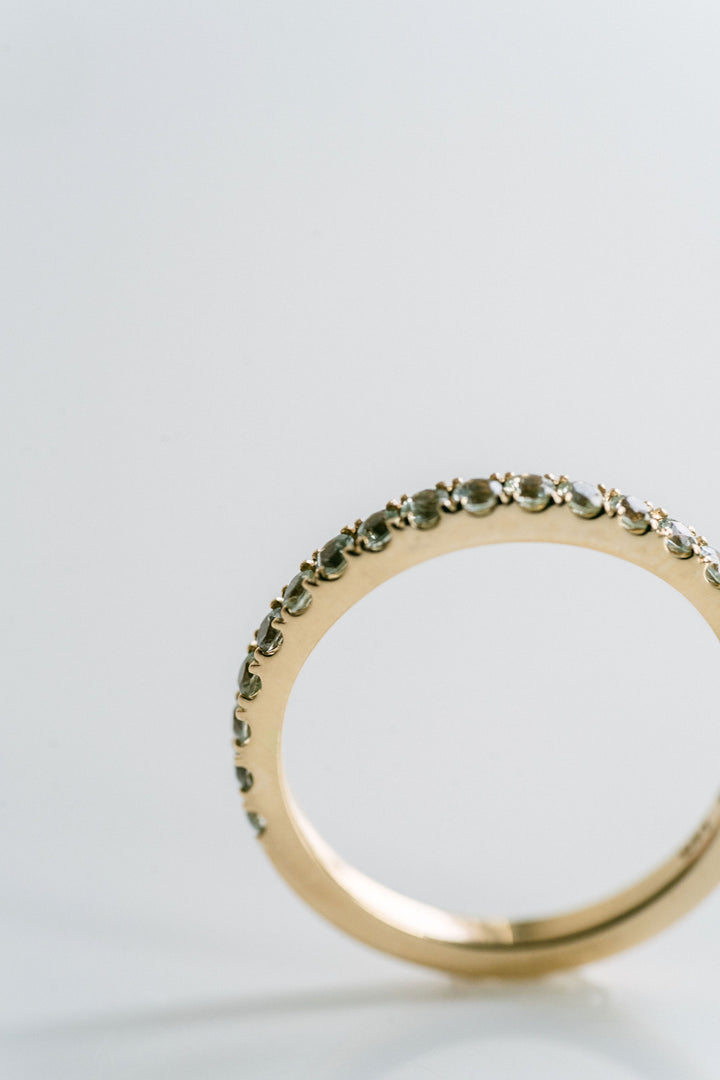 Round Light Green Sapphire Pavé Band - 2.0mm