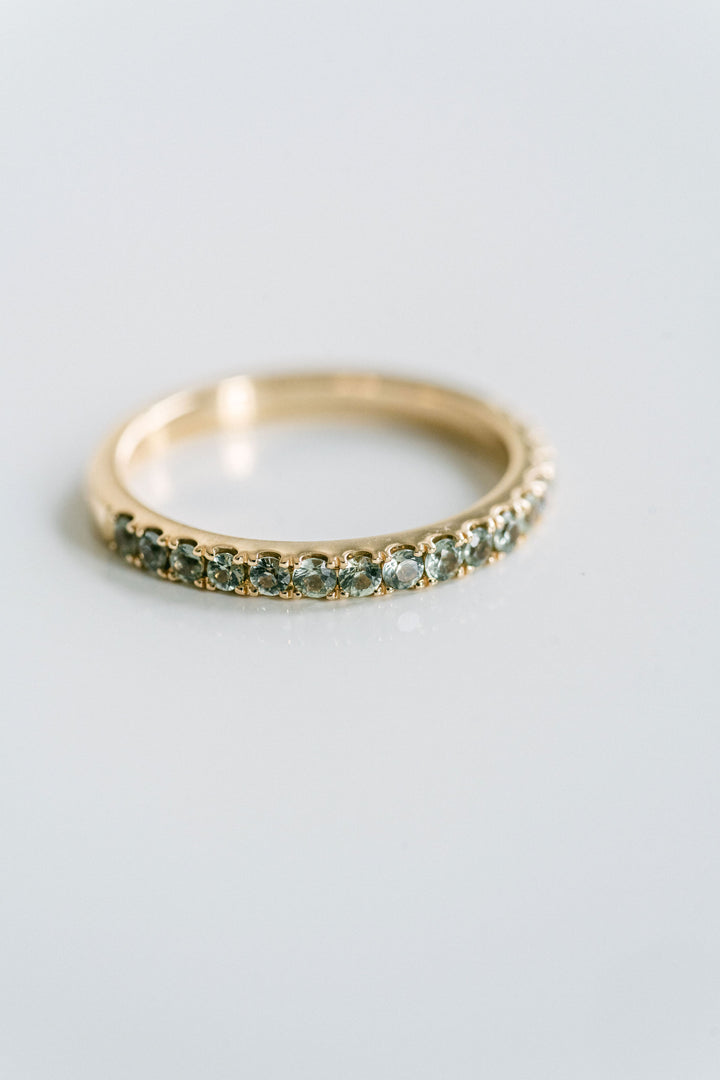 Round Light Green Sapphire Pavé Band - 2.0mm