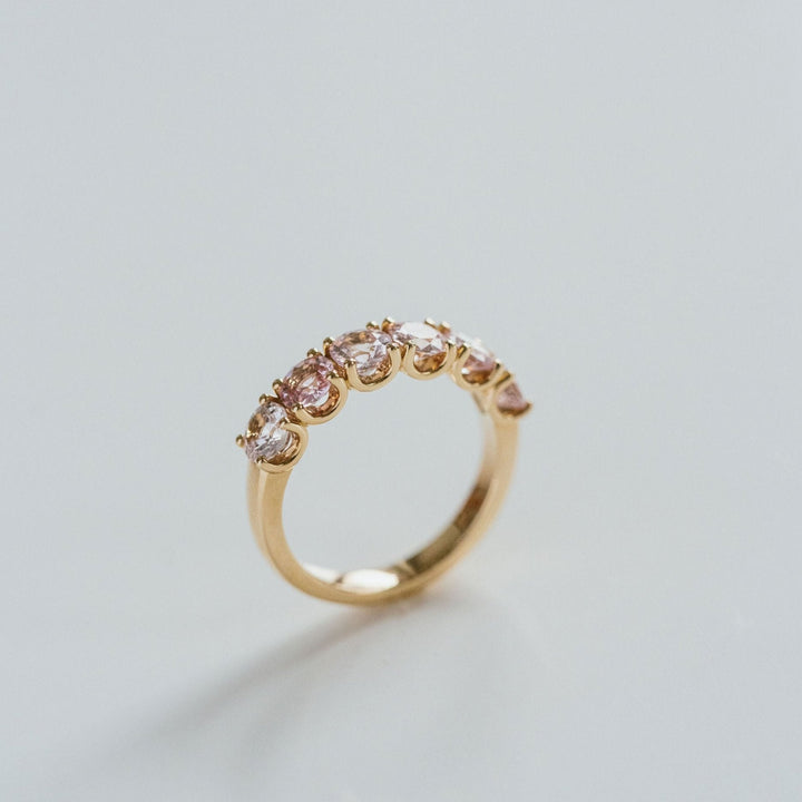 Round Pink Sapphire Dahlia Band - 4.0mm