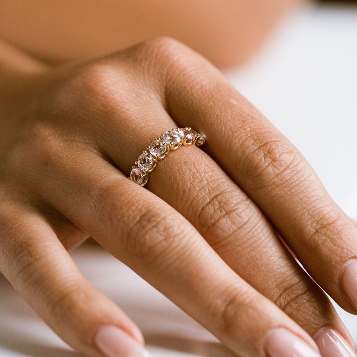 Round Pink Sapphire Dahlia Band - 4.0mm