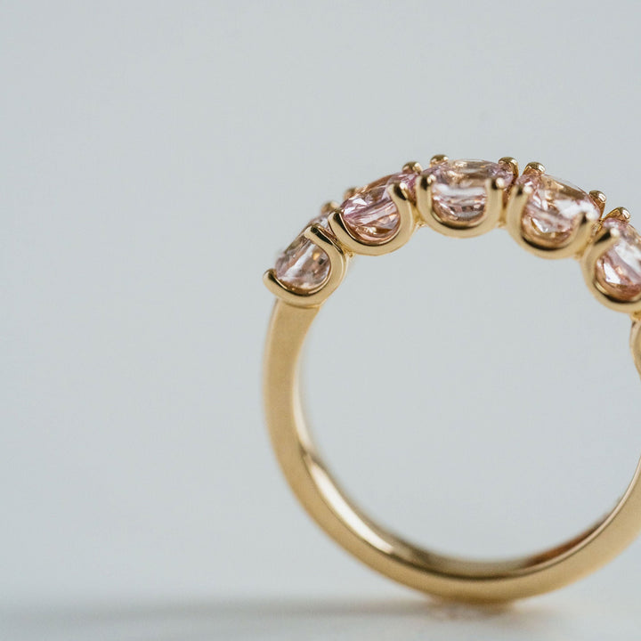 Round Pink Sapphire Dahlia Band - 4.0mm