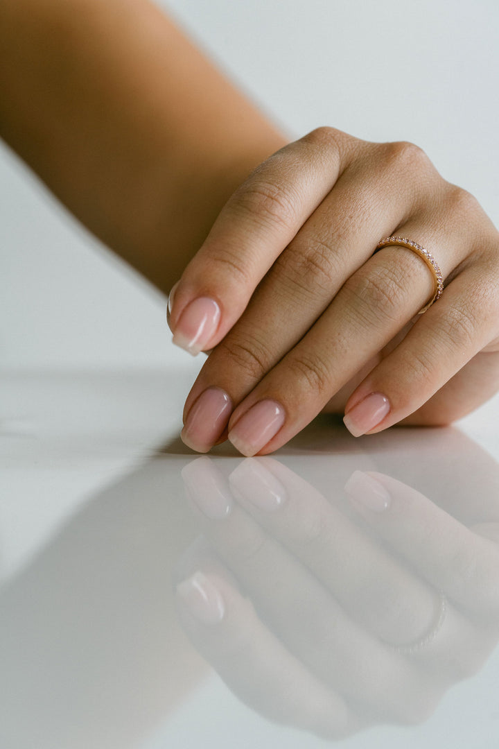 Round Pink Sapphire Pavé Band - 1.8mm