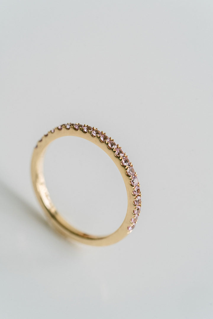 Round Pink Sapphire Pavé Band - 1.8mm