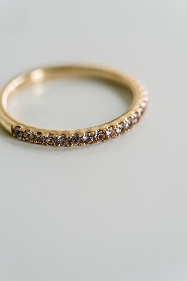 Round Pink Sapphire Pavé Band - 1.8mm