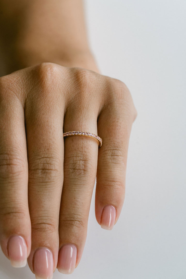 Round Pink Sapphire Pavé Band - 1.8mm