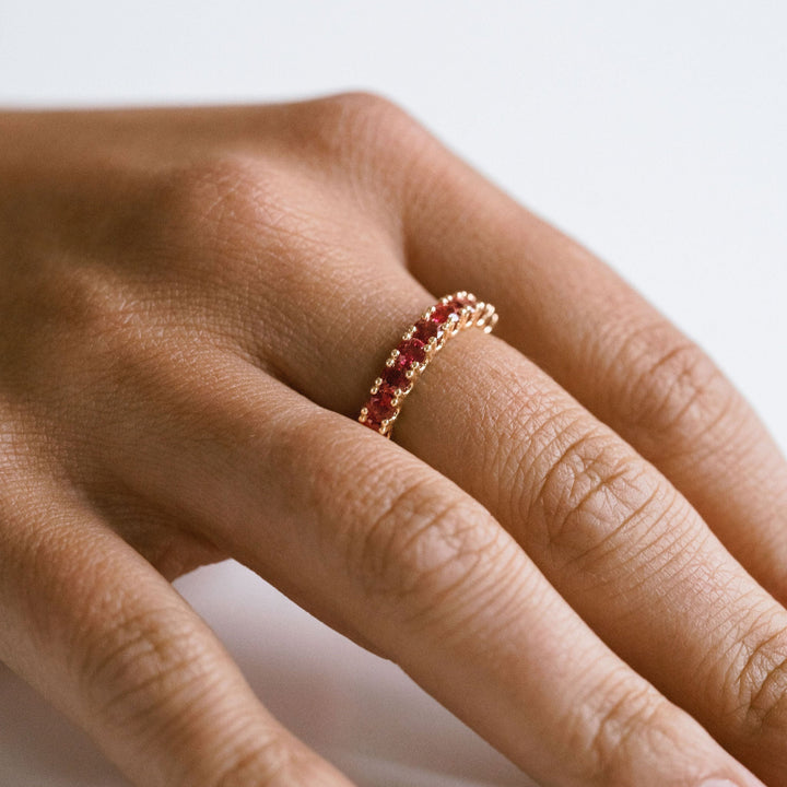 Round Ruby Dahlia Band - 3mm