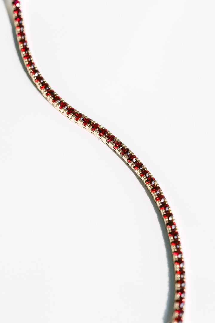 Round Ruby Tennis Bracelet With Flat Prongs