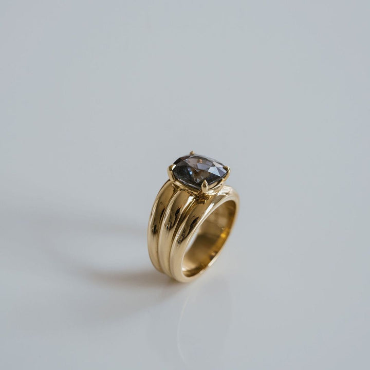 Square Cushion Cut Blueish Purple Sapphire Aria Ring