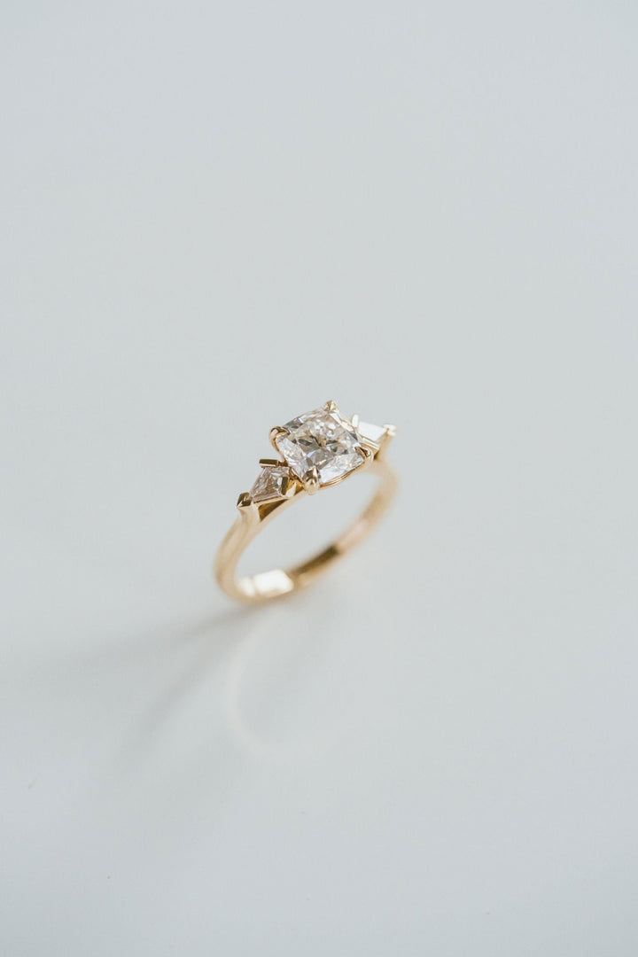 Square Cushion Cut Diamond With Kite Accents