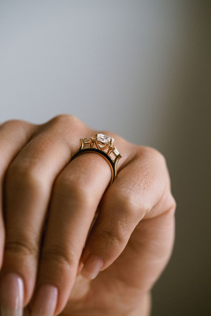 Square Cushion Cut Diamond With Kite Accents