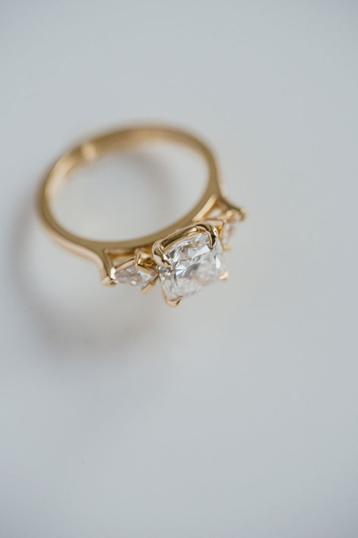 Square Cushion Cut Diamond With Kite Accents