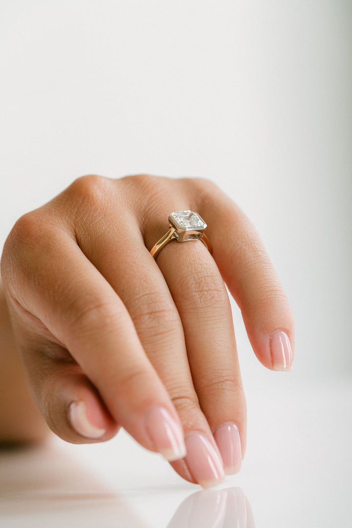 Square Emerald Cut Diamond Breeze Bezel Ring