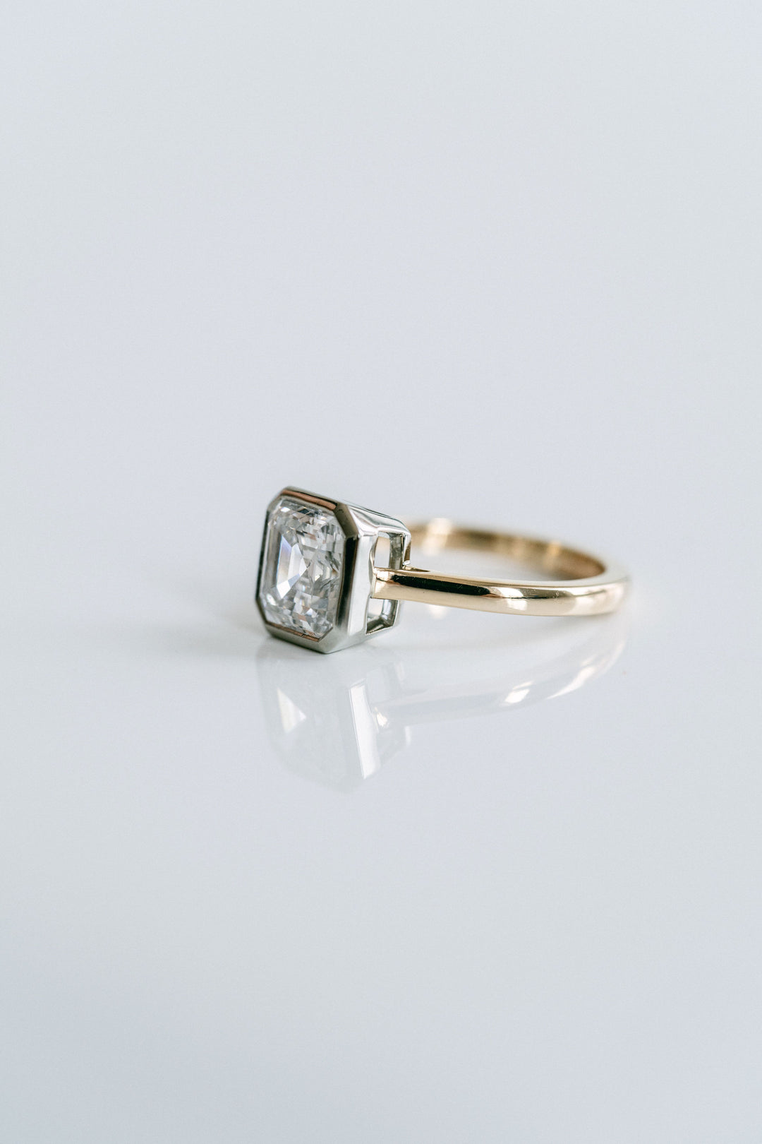 Square Emerald Cut Diamond Breeze Bezel Ring