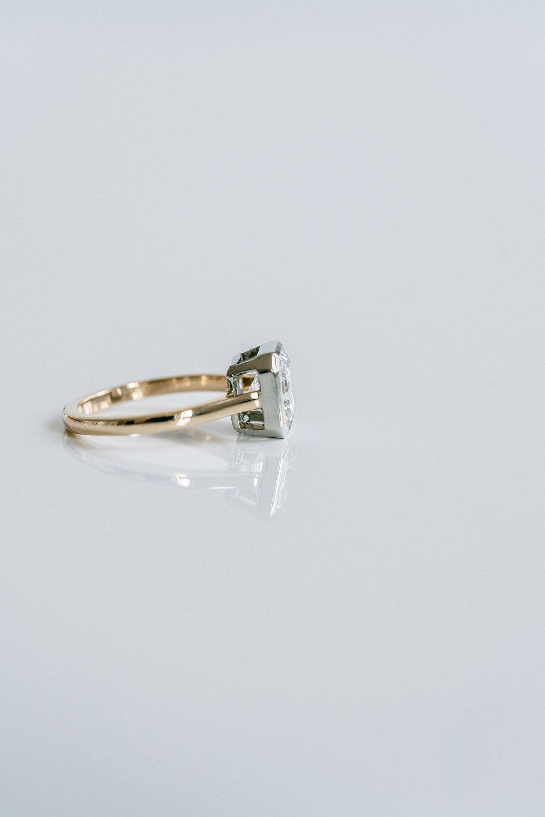Square Emerald Cut Diamond Breeze Bezel Ring