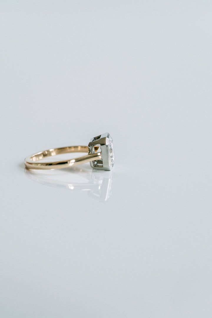 Square Emerald Cut Diamond Breeze Bezel Ring