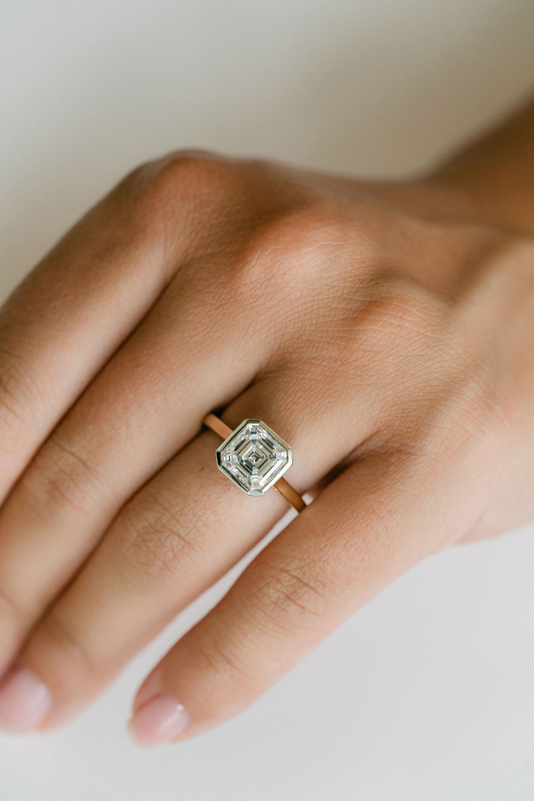 Square Emerald Cut Diamond Breeze Bezel Ring