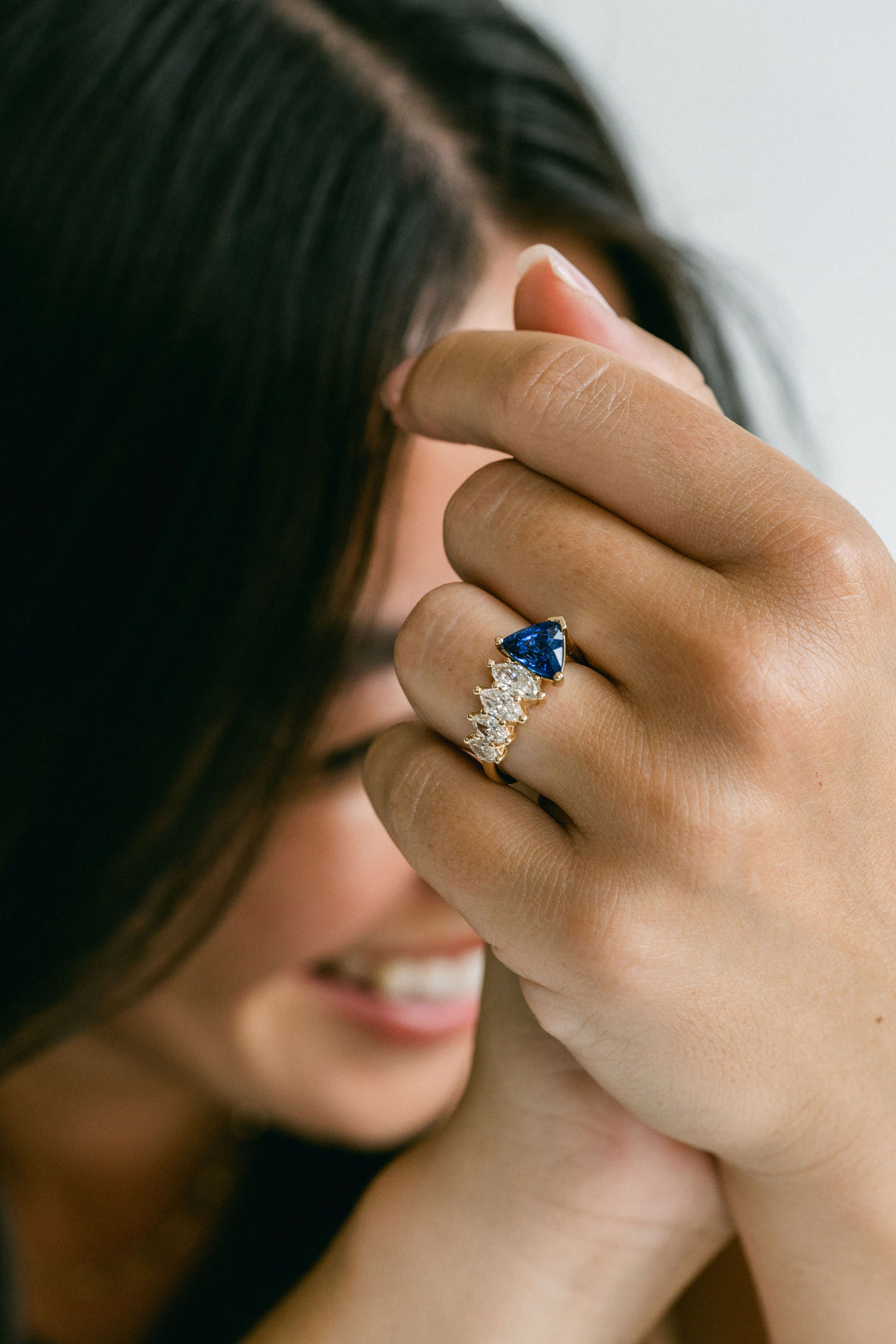 Trillion Cut Blue Sapphire Marlin Ring