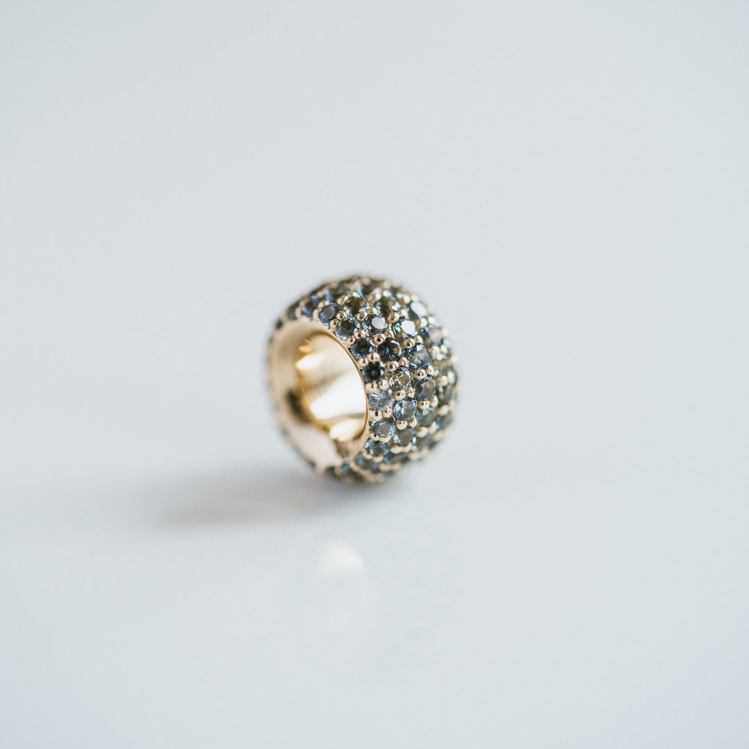 Blue-Green Sapphire Pavé Round Torus Pendant