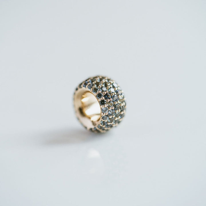 Blue-Green Sapphire Pavé Round Torus Pendant