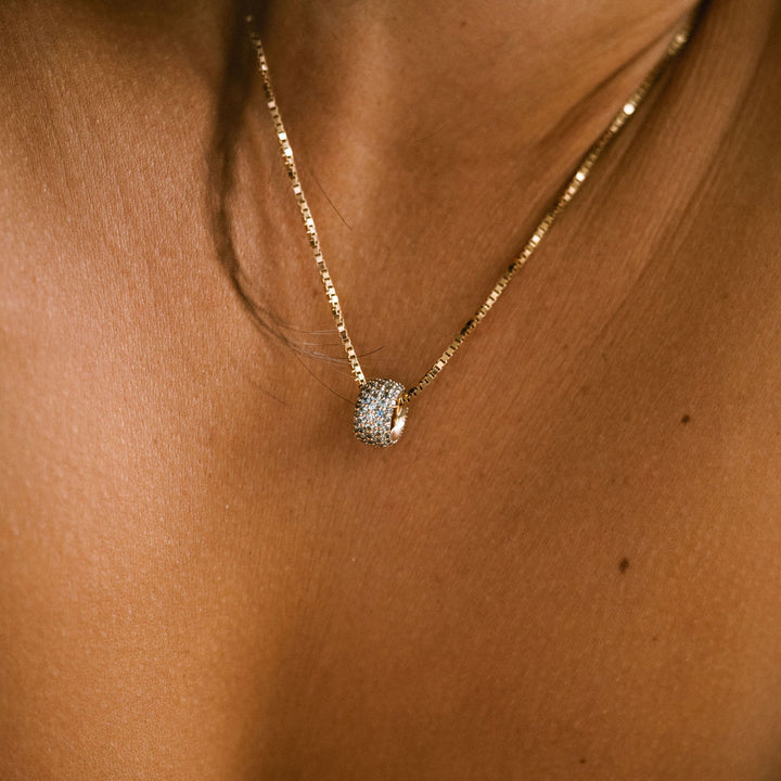 Blue-Green Sapphire Pavé Round Torus Pendant