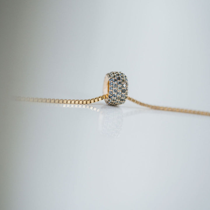 Blue-Green Sapphire Pavé Round Torus Pendant