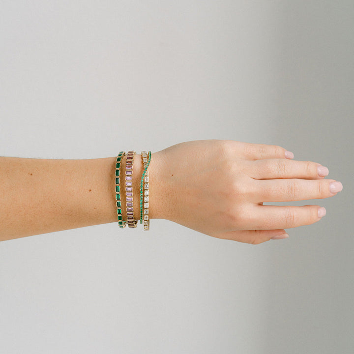 Emerald Cut East-West Diamond Bezel Tennis Bracelet