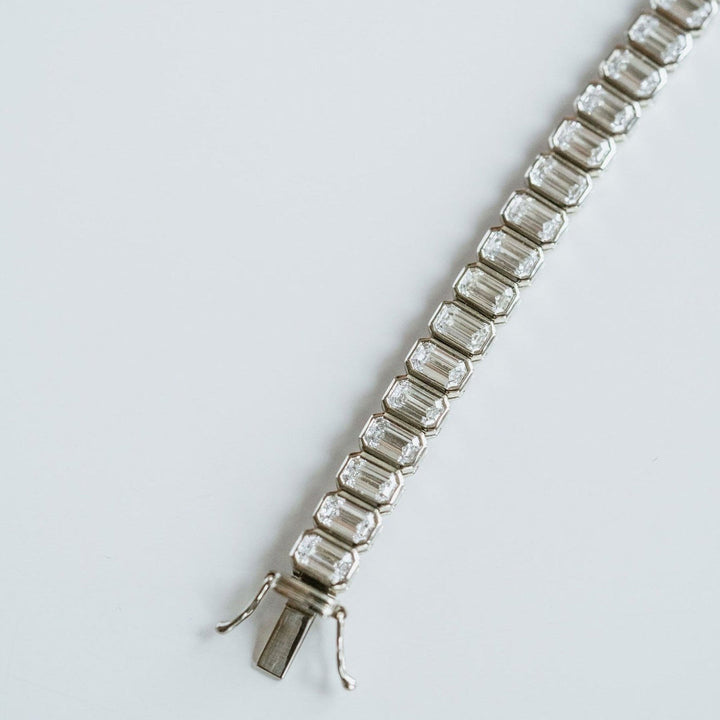 Emerald Cut Diamond Bezel Tennis Bracelet