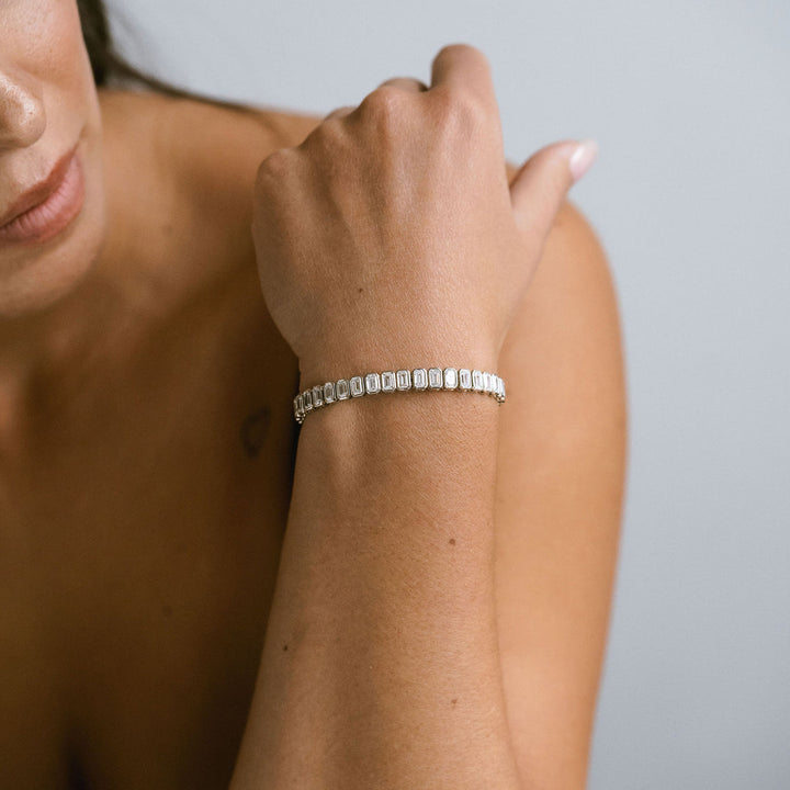 Emerald Cut Diamond Bezel Tennis Bracelet