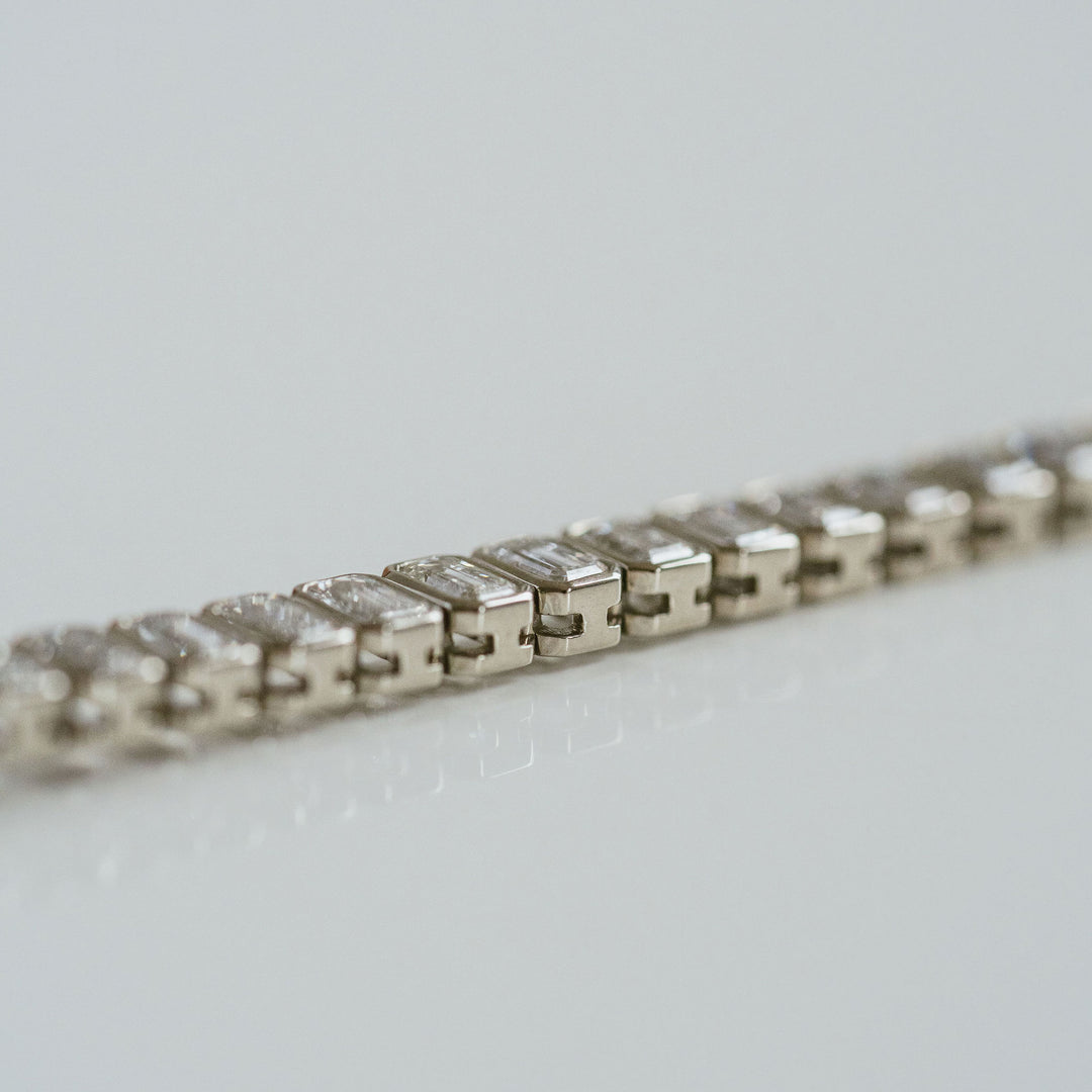 Emerald Cut Diamond Bezel Tennis Bracelet
