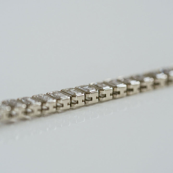 Emerald Cut Diamond Bezel Tennis Bracelet