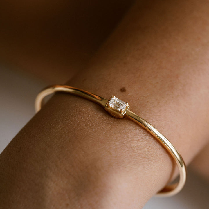 Emerald Cut Diamond Framed Bangle