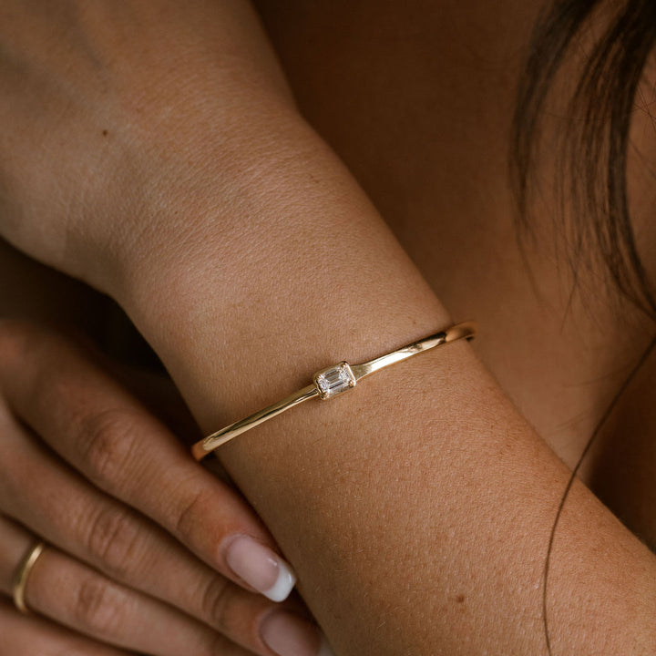 Emerald Cut Diamond Framed Bangle