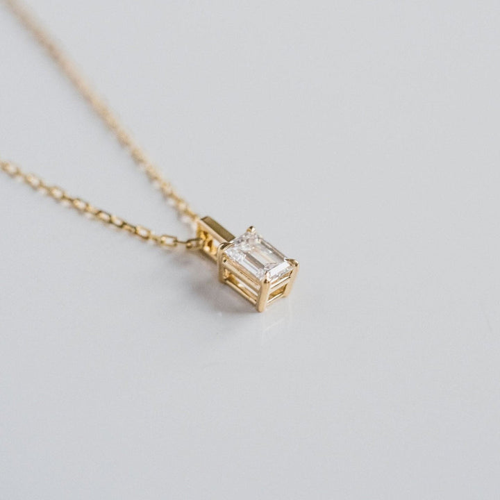 Emerald Cut Diamond Solitaire Box Pendant