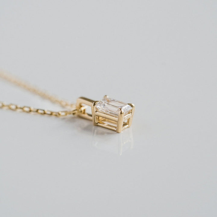 Emerald Cut Diamond Solitaire Box Pendant
