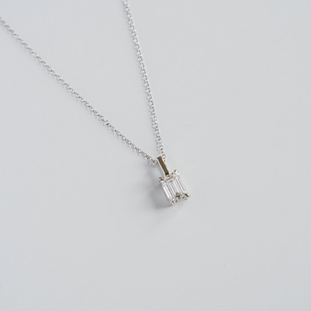 Emerald Cut Diamond Solitaire Box Pendant