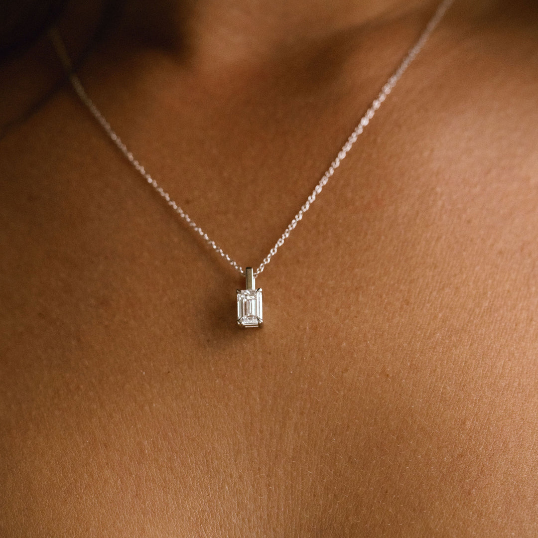 Emerald Cut Diamond Solitaire Box Pendant
