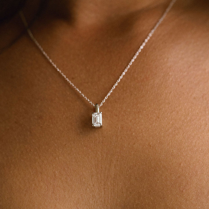 Emerald Cut Diamond Solitaire Box Pendant