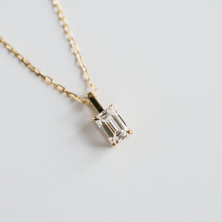 Emerald Cut Diamond Solitaire Box Pendant