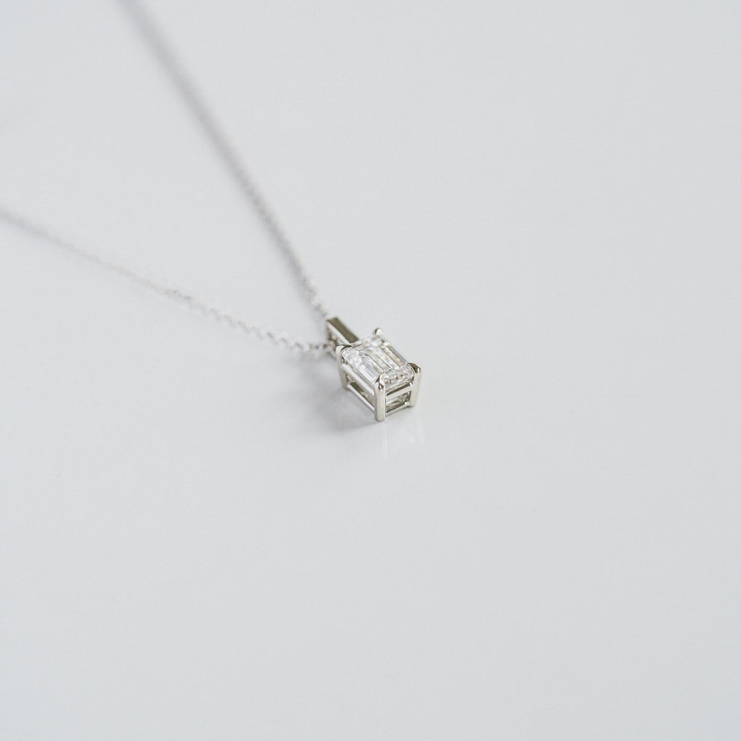Emerald Cut Diamond Solitaire Box Pendant