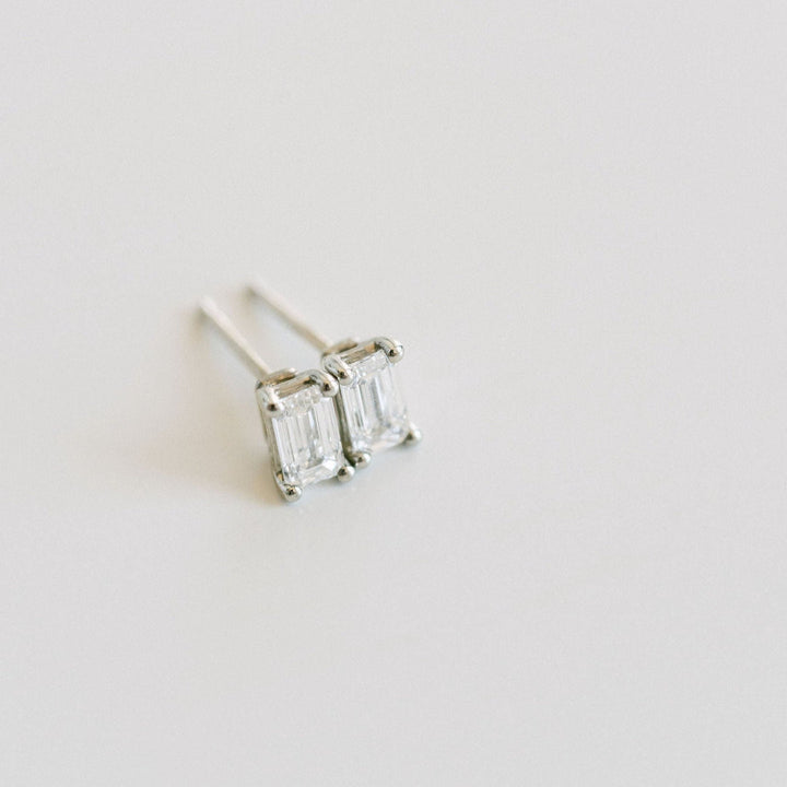 Emerald Cut Diamond Studs