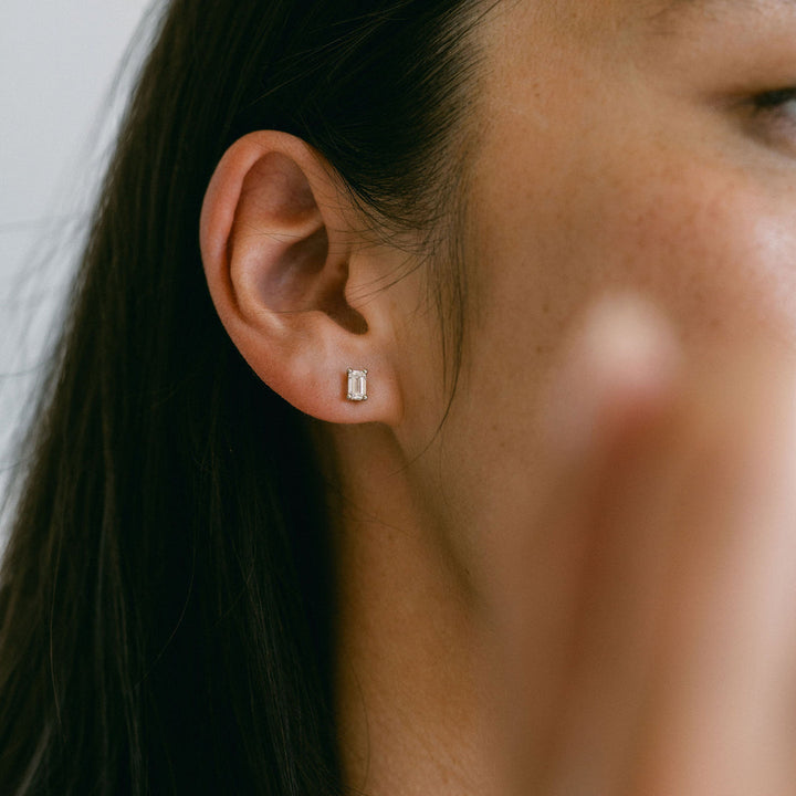 Emerald Cut Diamond Studs